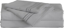Furinno Angeland Vienne 4-Piece Microfiber Bed Sheet Set, King, Grey