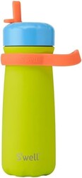S'well Stainless Steel Kids Traveler with Flip Straw Lid, 16oz, Lime Sherbet, Triple Layered Vacuum Insulated Containers Keeps Drinks Cold for 24 Hours, BPA Free, Easy Carrying On the Go