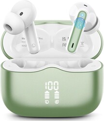 Wireless Earbuds, Bluetooth 5.4 Headphones in Ear with 4 ENC Noise Cancelling Mic, New Wireless Earphones HiFi Stereo Deep Bass 40H Playtime, In-Ear Bluetooth Earbuds LED Display IP7, USB-C, Green