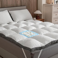 Rainmr Memory Foam Mattress Topper Full - 2000GSM Pillow Top Mattress Topper Full Size, Soft Plush Bed Pad for Pressure Relief & Back Support, White, Oeko-TEX Certified