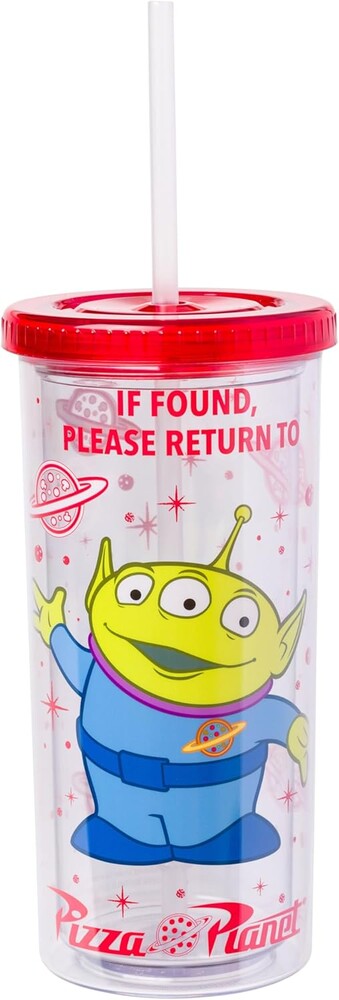 Silver Buffalo Disney Pixar Toy Story “If Found Return to Pizza Planet” Plastic Tall Cold Cup with Lid and Straw, 20 Ounces