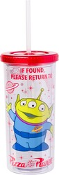 Silver Buffalo Disney Pixar Toy Story “If Found Return to Pizza Planet” Plastic Tall Cold Cup with Lid and Straw, 20 Ounces