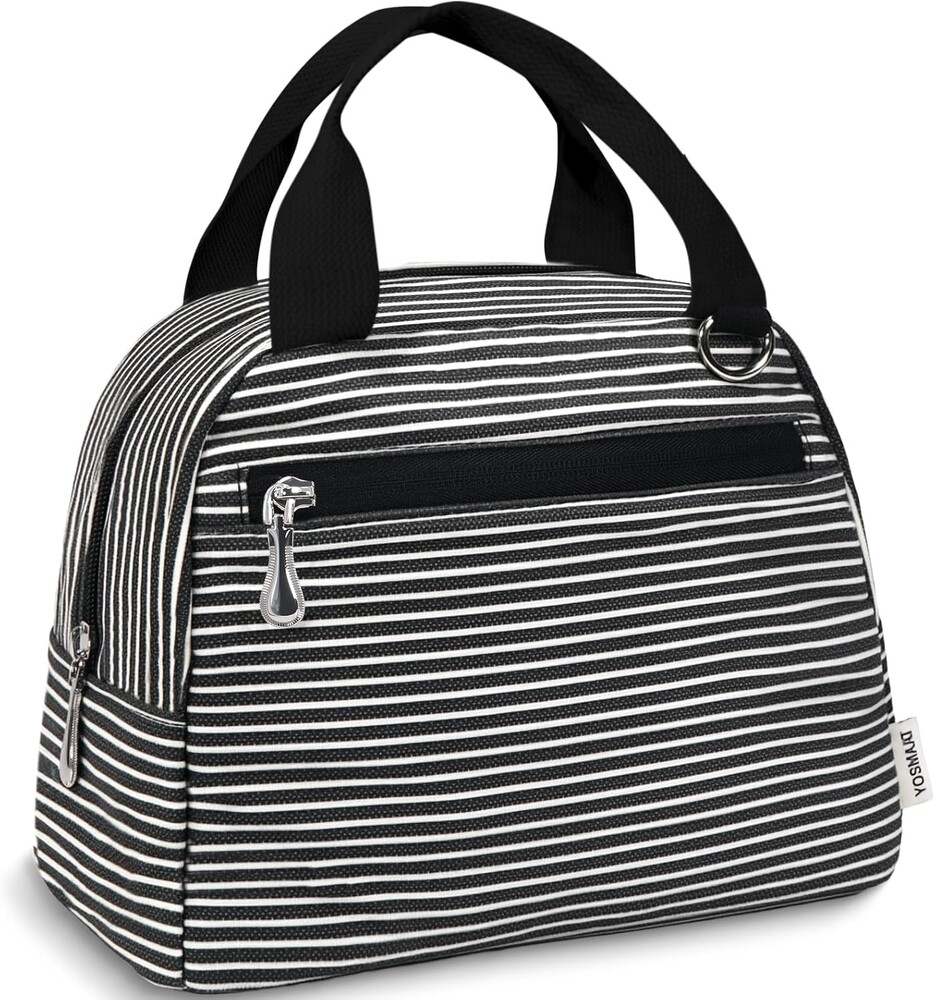 Lunch Bag Women Insulated Lunch Box - Tote Lunch Box for Women - Corduroy Lunchbox Lightweight Lunchboxes Reusable Portable Soft Cooler Bag for Adults Teen Travel Picnic Office Outdoor Work Stripe 8L