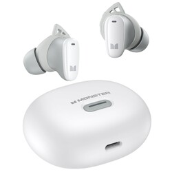 Monster N-Lite 206 Wireless Earbuds Bluetooth 5.4 in Ear Headphones, Bluetooth Ear Buds Built-in Microphone, Touch Control, Comfortable Fit, USB-C Fast Charging, IPX6 Waterproof, 25H Playtime, White