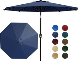 Garvee 10 ft Patio Umbrella - 8 Sturdy Ribs Outdoor Table Umbrella with Crank Lift & Push Button Tilt - Market Umbrella for Pool, Deck, Yard, Garden