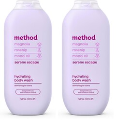 Method Body Wash,Serene Escape,Magnolia + Rose Hip + Monoi Oil notes,18oz,(Pack of 2)