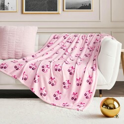 Juicy Couture Disco Cherry Bows Plush 50" x 70" Throw Blanket, Pink