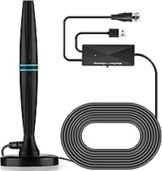 TV Antenna for Smart TV Indoor,TV Antenna for Local Channels, Support 4K 1080p with Signal Booster for Local Channels, Long Range Reception - Cable Length 18ft (Dark Grey)