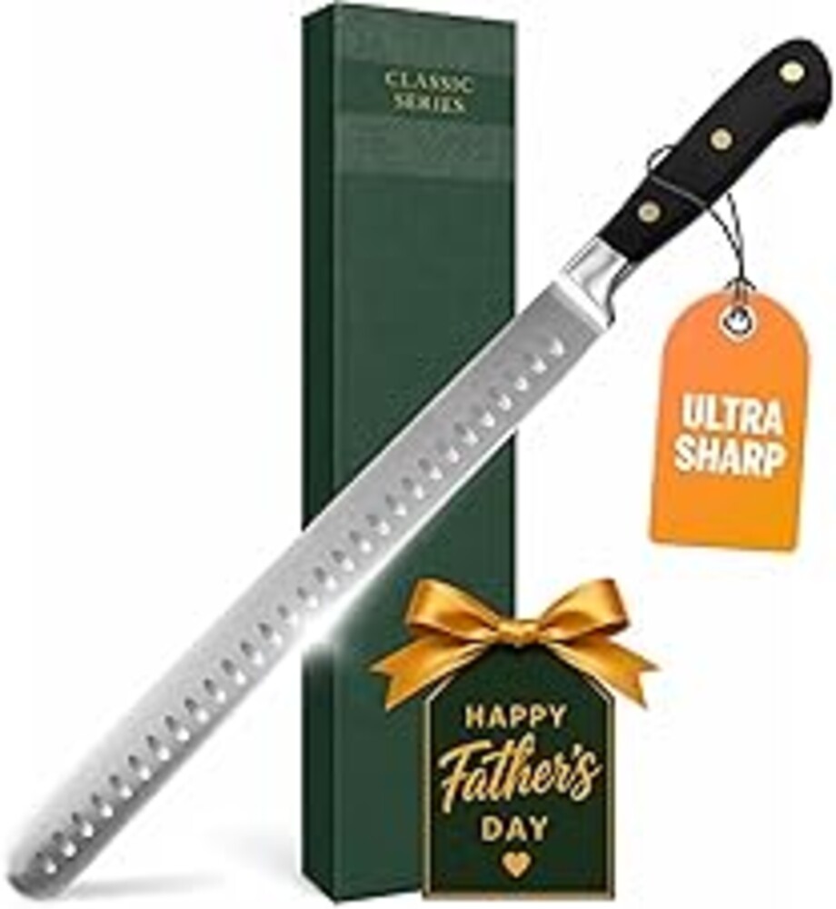 Bright Hobby Brisket Slicing Knife – 12" Brisket Knife, BBQ, Grilling Gifts For Men – Razor Sharp German Steel, Full Tang, Ergonomic Handle