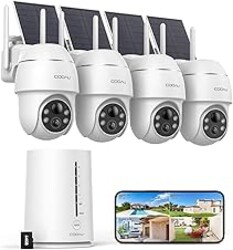 COOAU 4MP Solar Security Cameras Wireless Outdoor, 64GB Local Storage Outdoor Camera Wireless System, 360° Home Security, 5GHz & 2.4GHz WiFi, No Monthly Fee, Color Night Vision, PIR Motion Detection