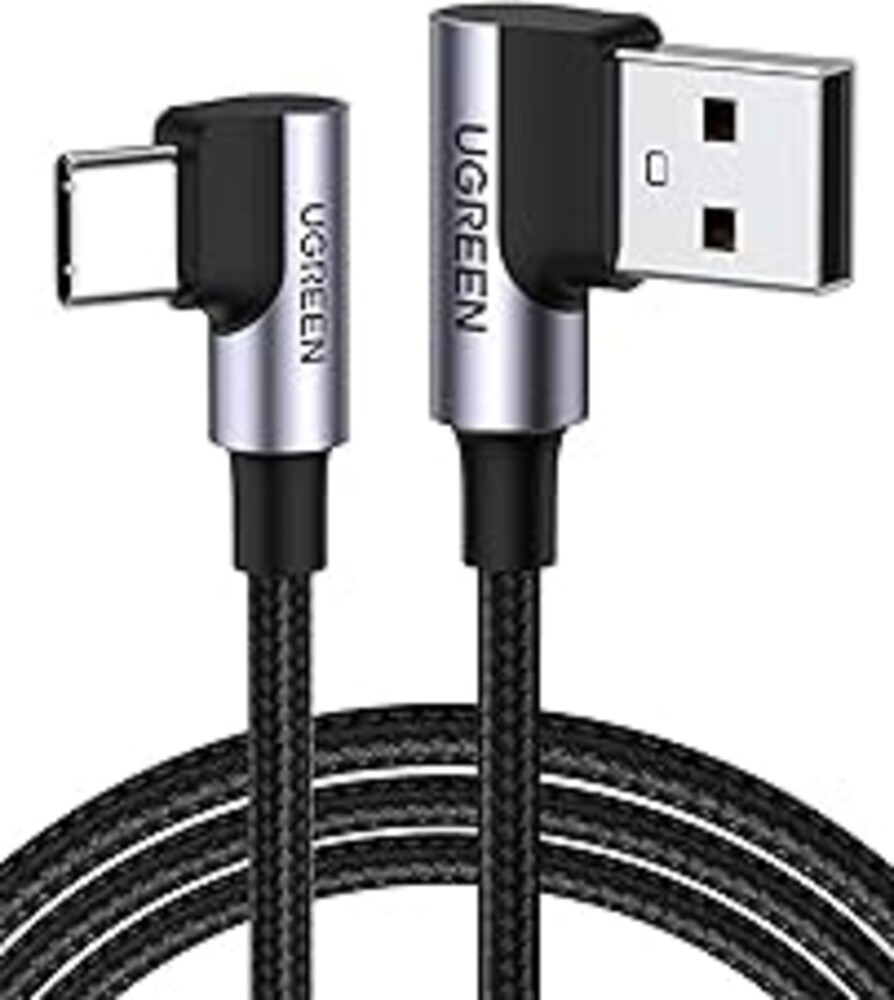 UGREEN USB to USB C Cable 90 Degree USB C Fast Charging Cord Compatible with iPhone 16/16 Plus/16 Pro/16 Pro Max/15/Samsung Galaxy S10/S10+/Pixel 7/6a/LG G8/G7/Pixel/Switch, etc. 6.6FT