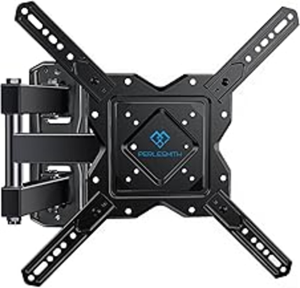 PERLESMITH Full Motion TV Wall Mount for 27-60 Inch Flat & Curved TVs, Single Stud TV Mount with Articulating Swivel Tilt - Wall Mount TV Bracket VESA 400x400mm up to 77 lbs, Perfect Center Design