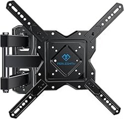 PERLESMITH Full Motion TV Wall Mount for 27-60 Inch Flat & Curved TVs, Single Stud TV Mount with Articulating Swivel Tilt - Wall Mount TV Bracket VESA 400x400mm up to 77 lbs, Perfect Center Design