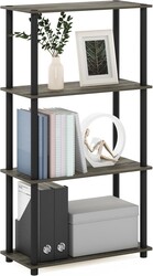Furinno (99557GYW/BK) Turn-N-Tube 4-Tier Multipurpose Shelf Display Rack - French Oak Grey/Black