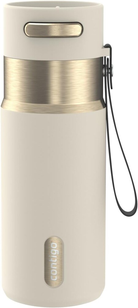 Contigo AutoSeal 16 oz Stainless Steel Vacuum-Insulated Water Bottle with Leakproof Push-Button Spout & Lock, Carry Strap, BPA-Free & Lead-Free, Dishwasher Safe