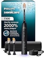Philips Sonicare 7300 Series Electric Toothbrush - Next-Generation Sonicare Technology, Pressure Sensor, 12 Brushing Settings, SmarTimer, BrushPacer, 21-Day Runtime, Travel Case, Black, HX7421/07