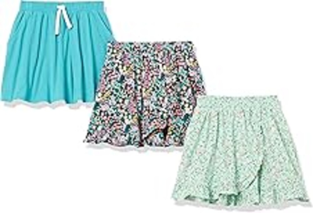 Amazon Essentials Girls and Toddlers' Knit Skorts with Elastic Waist and Built-in Shorts, Pack of 3