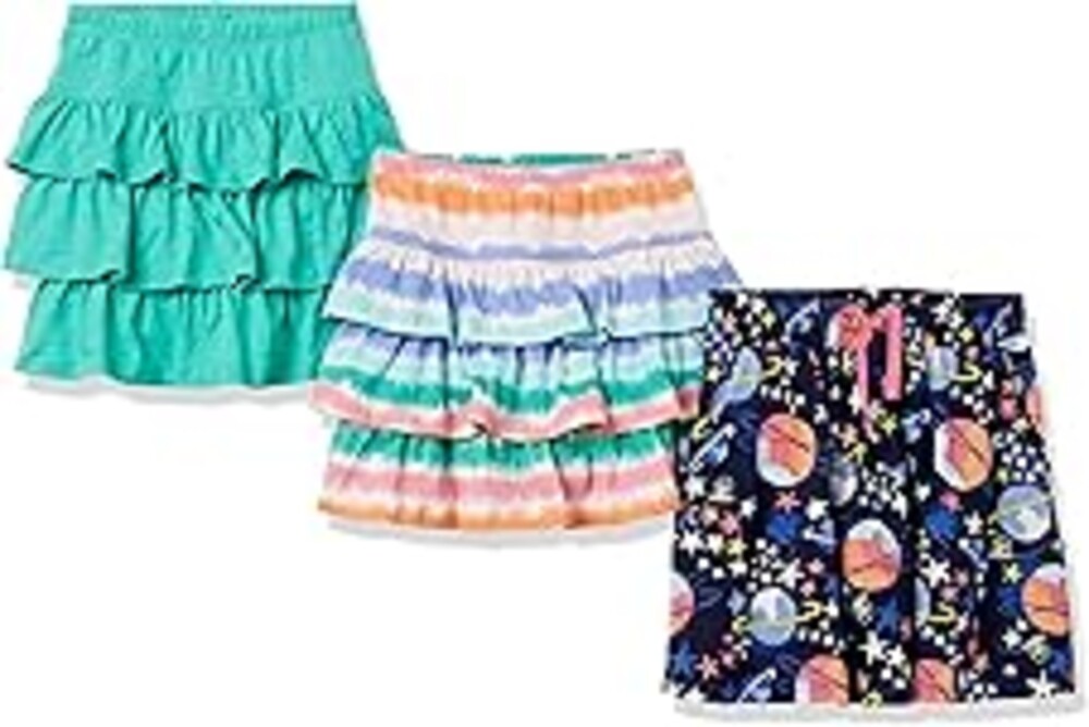 Amazon Essentials Girls and Toddlers' Knitted Ruffle Scooter Skirts with Elastic Waist and Built in Shorts