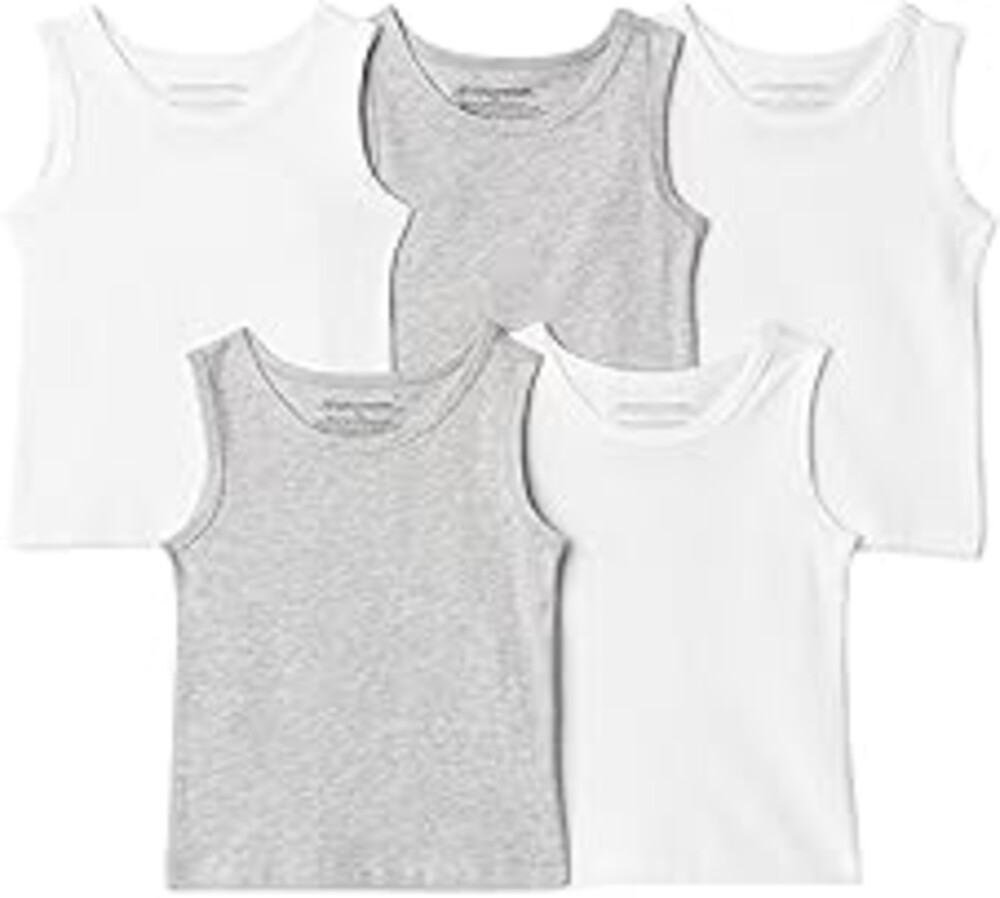 Amazon Essentials Boys' Cotton Jersey Tank Top Undershirt, Pack of 5