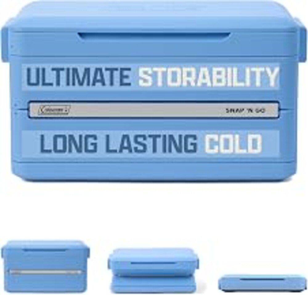 Coleman Snap N Go 45qt Collapsible Hard Cooler, Keeps ice Cold for up to 55 Hours, Holds up to 76 cans, Collapses up to 1/3 its Size, Can Hold up to 200 pounds, Blue Sky