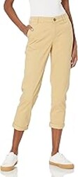 Amazon Essentials Women's Mid-Rise Slim-Fit Stretch Cotton Twill Cropped Capri Khaki Pants (Available in Plus Size)
