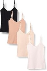 Amazon Essentials Women's Slim-Fit V-Neck Cami, Pack of 4
