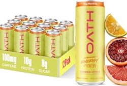 Oath Nutrition Sparkling Energy + Protein Drink, Summer Citrus Flavored, Sugar-Free Energy Drink with 10g of Complete Protein, 100mg of Natural Caffeine, 12 Ounces (12 Pack)