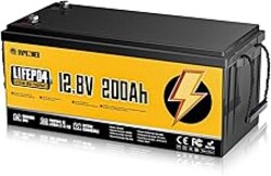 Rvpozwer 12V 200Ah LiFePO4 Battery, Built-in 200A BMS, 15000 Deep Cycles, 2560Wh,Low Temp Protection Lithium Iron Phosphate Battery for Home Energy, RV, Trolling Motor, Marine, Solar, Off-Grid