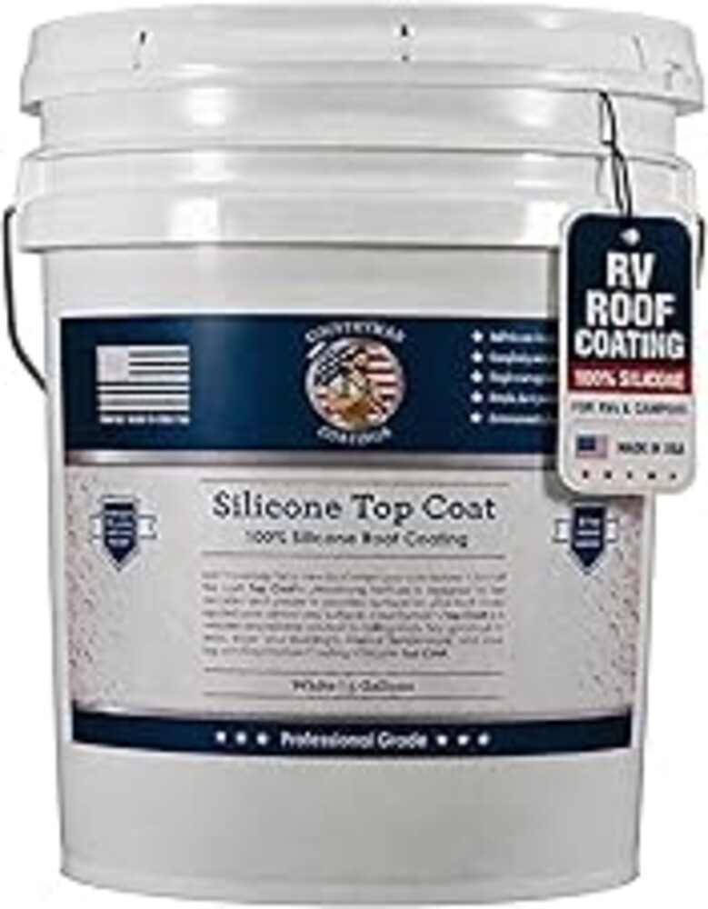 100% Silicone Roof Coating for RVs, Campers & Flat Roofs - Waterproof Seal for Leaks, Cracks & Seams - Ponding Water Resistant - 4.75 Gallon White