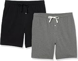 Amazon Essentials Men's 7" Cotton Knit Pajama Shorts, Loungewear, Pack of 2