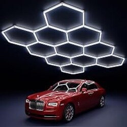 MODERN 11 Hexagon LED Garage Light, Ultra-Bright 6500K Natural White, 11 Grids for Garage, Mall, Shop, and Auto Detailing.