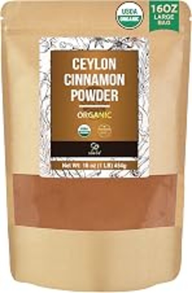 Soeos Organic Ceylon Cinnamon Powder, 16oz (454g), Premium Ground Cinnamon, Non-GMO, Gluten-Free, Freshly Packed