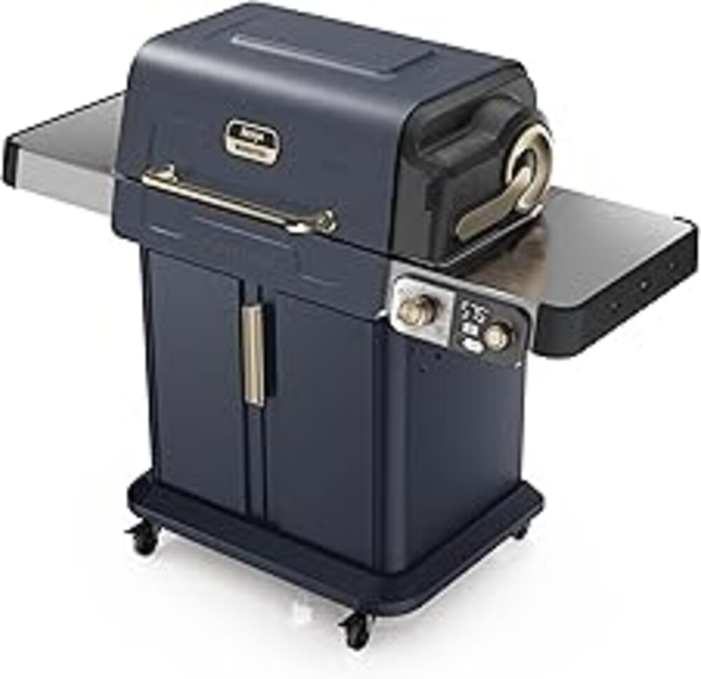 Ninja FlexFlame Grill and Smoker | Electric and Propane Grill, Roaster, BBQ Grill | 5-in-1 Cooking System | 3 Burner | Digital Control | Outdoor Cooking, Griddle, Pizza Maker | Blue | PG301BL