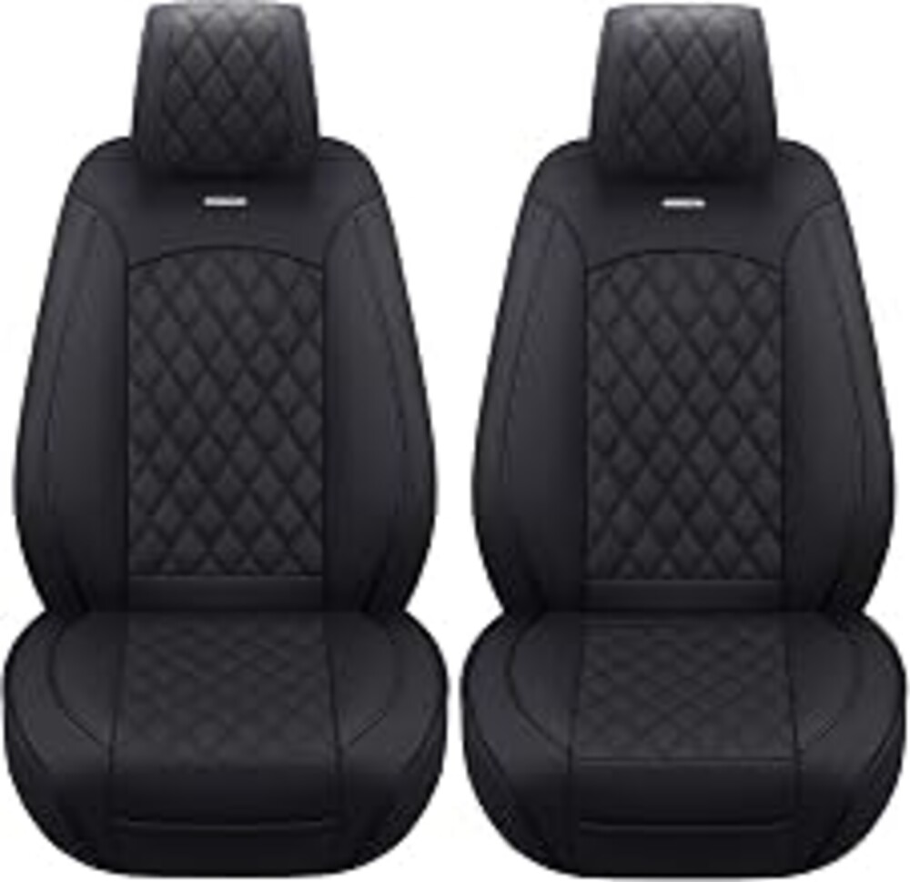 Aierxuan Front Car Seat Covers Custom Fit 2009-2026 Ford F150, 2017-2026 F250 F350 F450 Super Duty Crew Cab Regular Cab Super Cab, Automotive Vehicle Cushion with Waterproof Leather (Black)