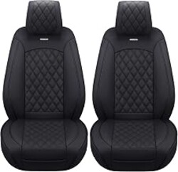 Aierxuan Front Car Seat Covers Custom Fit 2009-2026 Ford F150, 2017-2026 F250 F350 F450 Super Duty Crew Cab Regular Cab Super Cab, Automotive Vehicle Cushion with Waterproof Leather (Black)