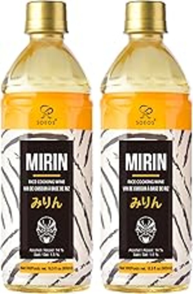 Soeos Mirin Japanese Cooking Wine, 16.9 fl oz (Pack of 2), Authentic Natural Sugar Sweet Rice Cooking Wine for Cooking, Condiments, Seasoning Homemade Sauces, Japanese Seasoning