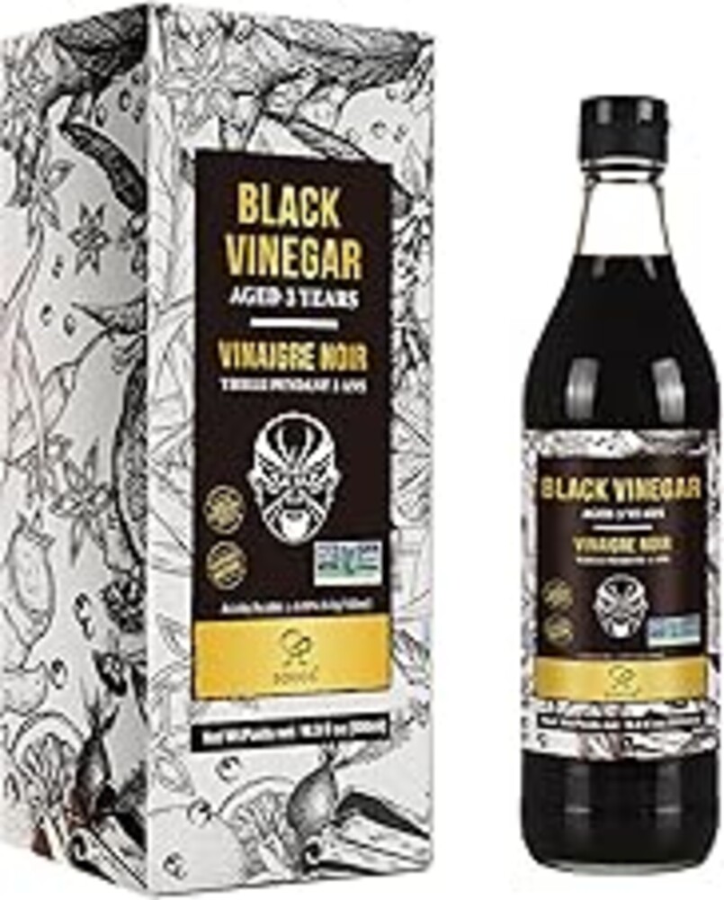 Soeos Chinkiang Vinegar 16.9 fl oz (500ml), 3 Years Aged, Naturally Fermented, Mature Aged Black Vinegar, Chinese Black Vinegar, Zhenjiang Vinegar, Black Rice Vinegar, Black Vinegar Chinese.