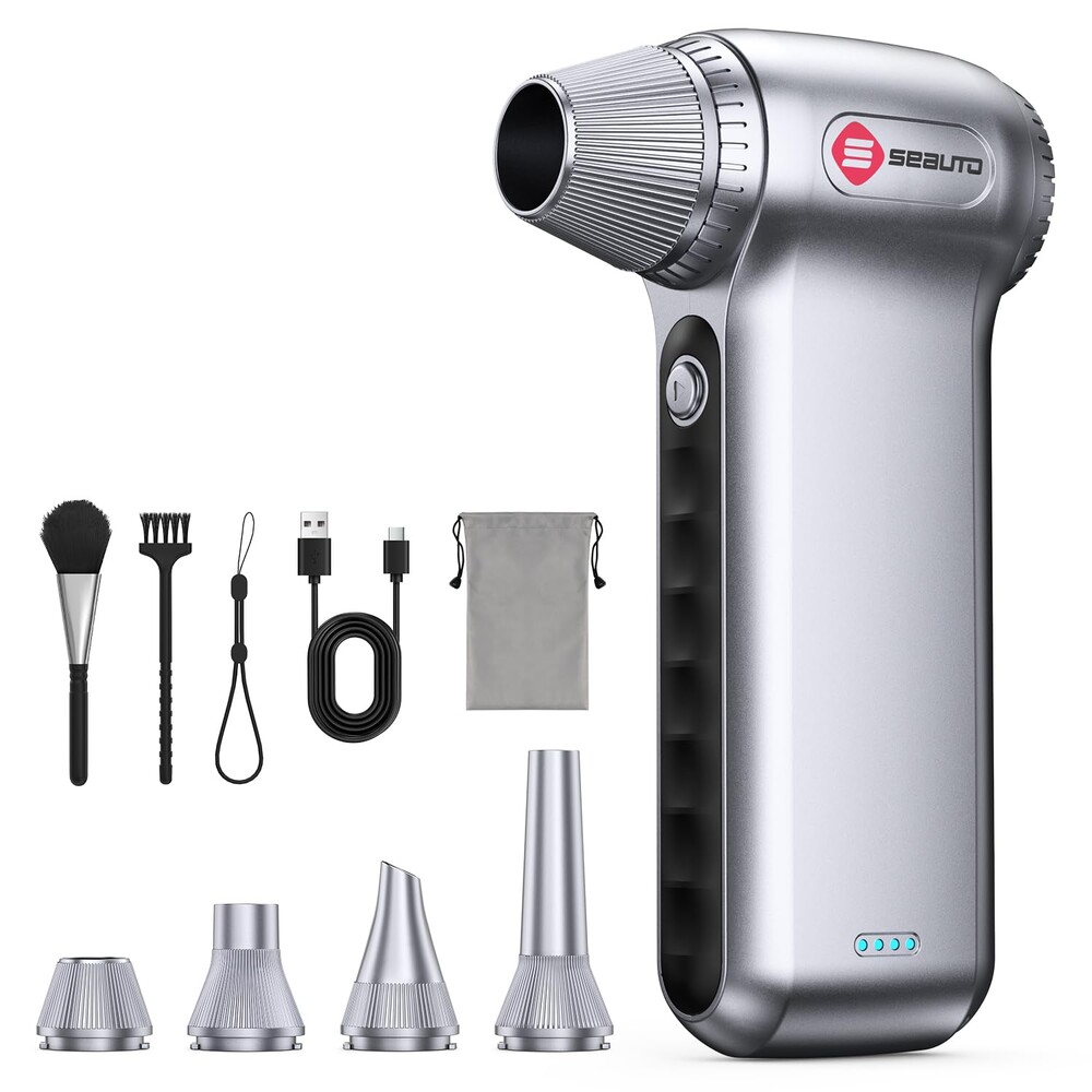 Electric Air Duster 180000RPM, Powerful Cordless Compressed Air Duster with 3-Speed Mini Air Duster Blower, Rechargeable Dust Cleaner for Computer Keyboard, PC, Car, Outdoor & Home Cleaning