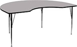 Flash Furniture 48''W x 72''L Kidney Grey Thermal Laminate Activity Table - Standard Height Adjustable Legs