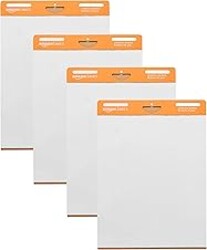 Amazon Basics Sticky Easel Pads for Presentations, Whiteboard-Compatible, 25 x 30 Inch, Rectangular, White, 4-Pack