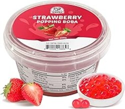52USA Strawberry Popping Boba (500g), Popping Pearls for Bubble Tea, Beverages, Sweets, Ice Cream, Shakes, Desserts & Smoothies Topping, 1.1 Pound (Pack of 1)