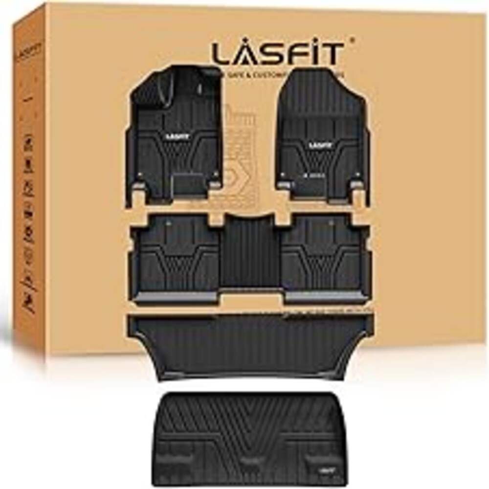 LASFIT Floor Mats & Trunk Mat for Honda Odyssey 2026 2025 2024 2023 2022 2021 2020 2019 2018 Mini Passenger Van, All Weather TPE Car Floor Liners-1st & 2nd & 3rd Row & Cargo Mat Full Set