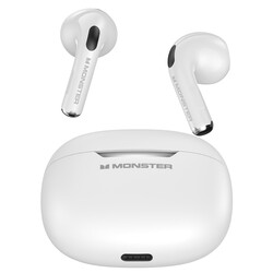 Monster N-Lite 208 Wireless Earbuds, Bluetooth Headphones Touch Control, Bluetooth Earbuds with 30H Playtime, Wireless Headphones Type-C Charging, Clear Call for Running, Workout White