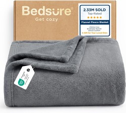 Bedsure GentleSoft Fleece Throw Blanket for Couch Grey - Lightweight Plush Fuzzy Cozy Soft Blankets and Throws for Sofa, Couch, Travel, Camping, 50x60 inches