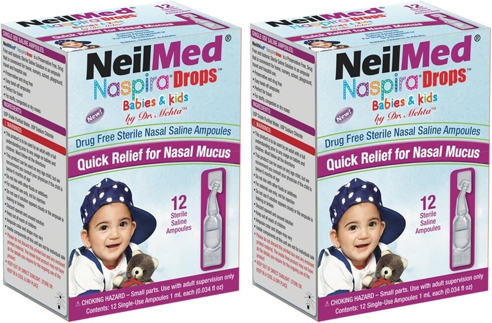 NeilMed Naspira Drops - Easy Twist-Off 12ct Ampoules, (Packaging May Vary) (Pack of 2)