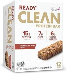 Ready® Protein Bars – High-Protein Snack with 15g Whey Protein, With Flaxseeds and Omega-3s for Sustained Energy, Supports Lean Muscle and Recovery – Chocolate Peanut Butter, 12CT