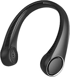 Portable Neck Fan, Hands Free Bladeless, 360° Cooling Personal Fan,Wearable Quiet Fan for Outdoor Indoor, Birthday Gifts for Men Women Mom Dad, 4000mAh Battery USB Rechargeable, 3-Speeds( Black)