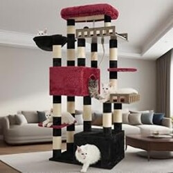 Gitelsnour Maine Coon Cat Tree, Heavy Duty Cat Tree for Indoor Cats Large Adult, Gothic Cat Tower for Large Cats 20 lbs+ with Hammock, 2 Big Perches, 2 Cat Condos, 15 Scratching Posts, Black GCT033BR