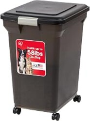 IRIS USA Dog Food Storage Container 58 Lb, Airtight Large Pet Food Storage Bin with Wheels, for Dog Cat Bird Chicken Food, Holds Up to 58 lbs, Keep Fresh, BPA Free, Made in USA, Black