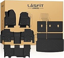 LASFIT Floor Mats & Trunk Mat for Jeep Wagoneer 2022-2025 8 Seaters (NOT for 7 Passengers/Wagoneer L/Wagoneer S) All Weather Custom Fit Car Floor Liners Black